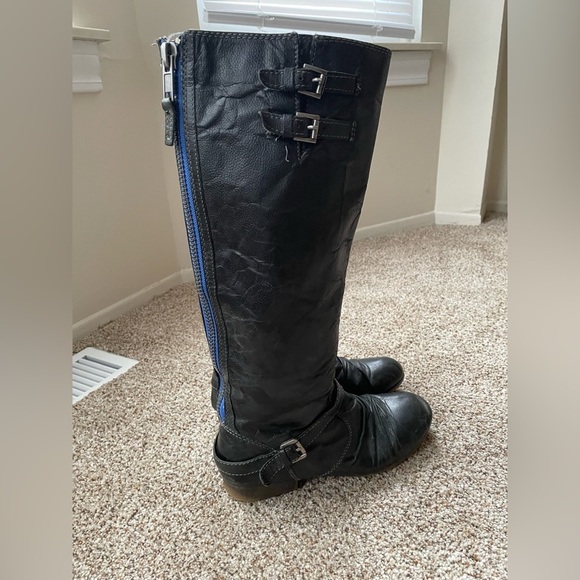 STEVE MADDEN P-Loops Knee High Boots Women’s Size  9 Leather Black Grey - Picture 10 of 11